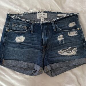 Frame le cutoff denim distressed jean shorts size 25